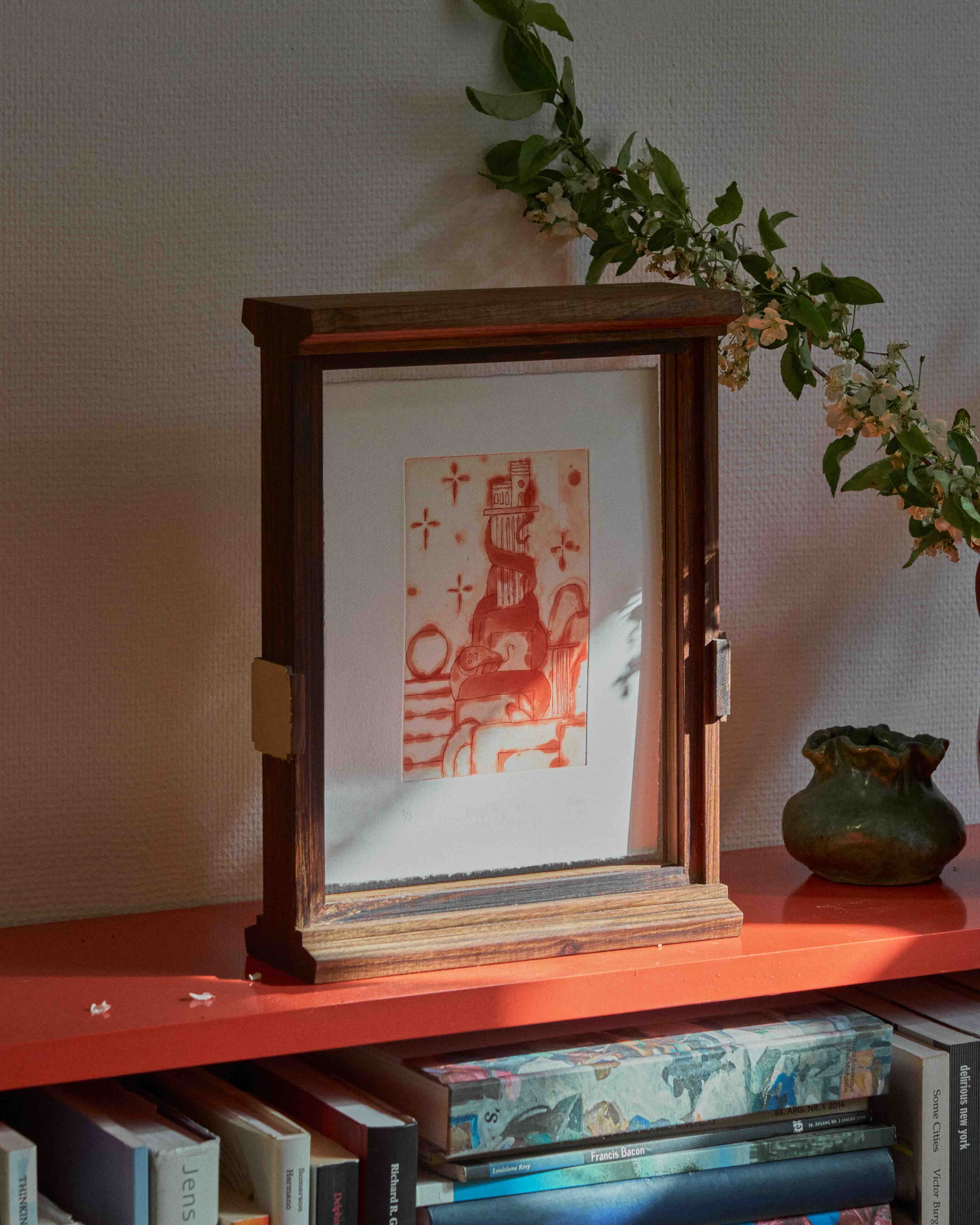 Tabernacle frame designed by Mentze Ottenstein sold at BORCH Editions for a series of Alexander Tovborg etchings based on Dante Alighieri’s Divine Comedy.